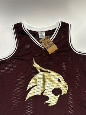 Rivalry Threads Maroon Mesh Jersey with White Collar Texas State Bobcats small